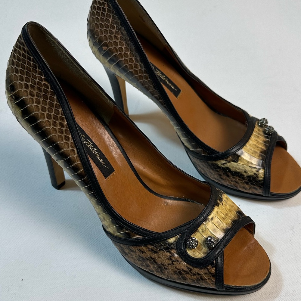 Vintage Snakeskin Peep-Toe Heels